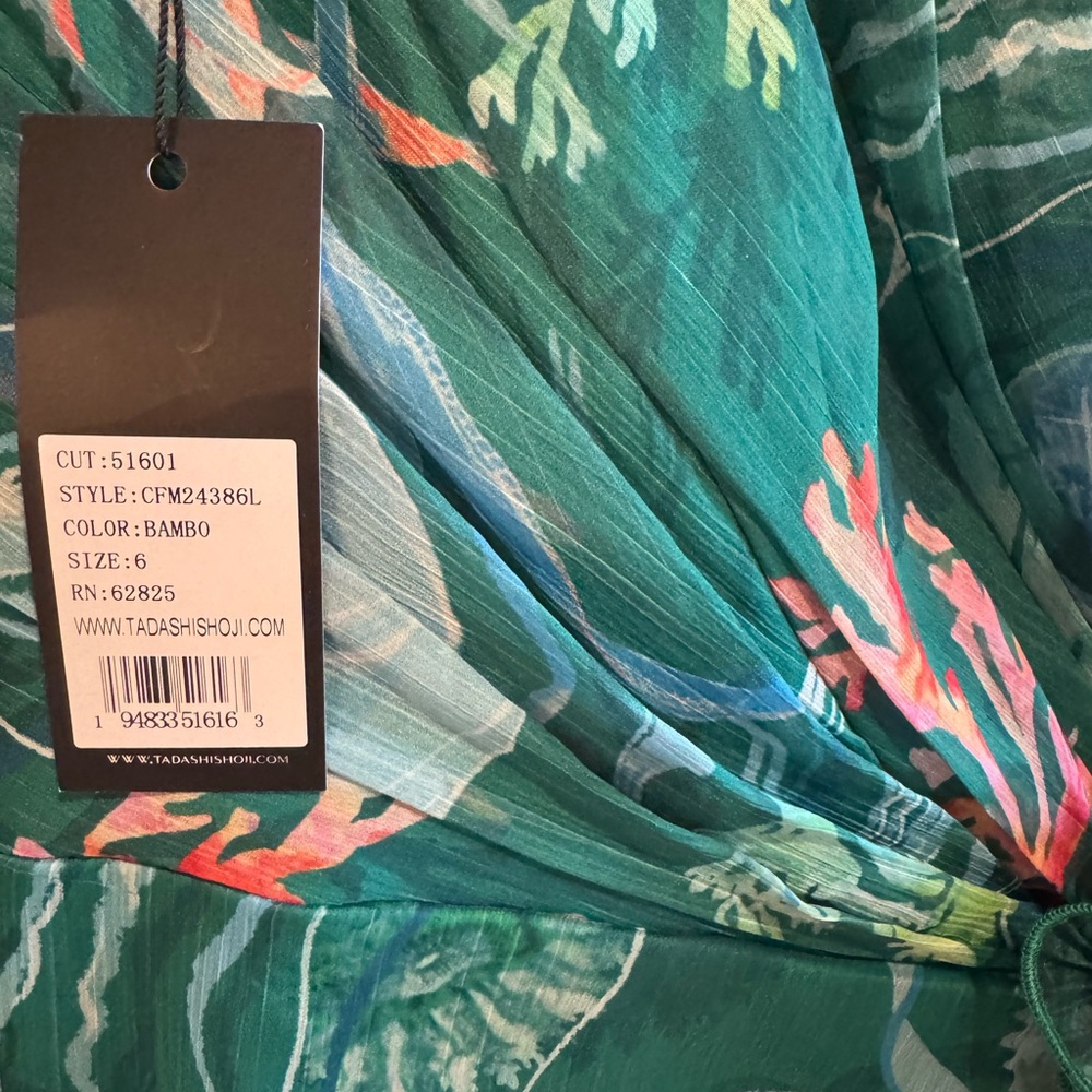 NWT Tadashi Shoji Strapless Pleated Ruffle A-line Gown - Picture 11 of 12